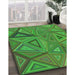 Patterned Neon Green Rug in Family Room, pat832grn