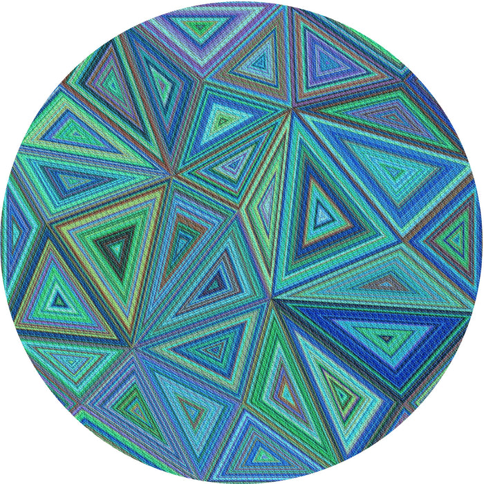 Square Patterned Dark Turquoise Green Rug, pat832lblu