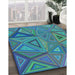 Machine Washable Transitional Dark Turquoise Green Rug in a Family Room, wshpat832lblu