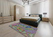 Patterned Purple Modern Rug in a Bedroom, pat832