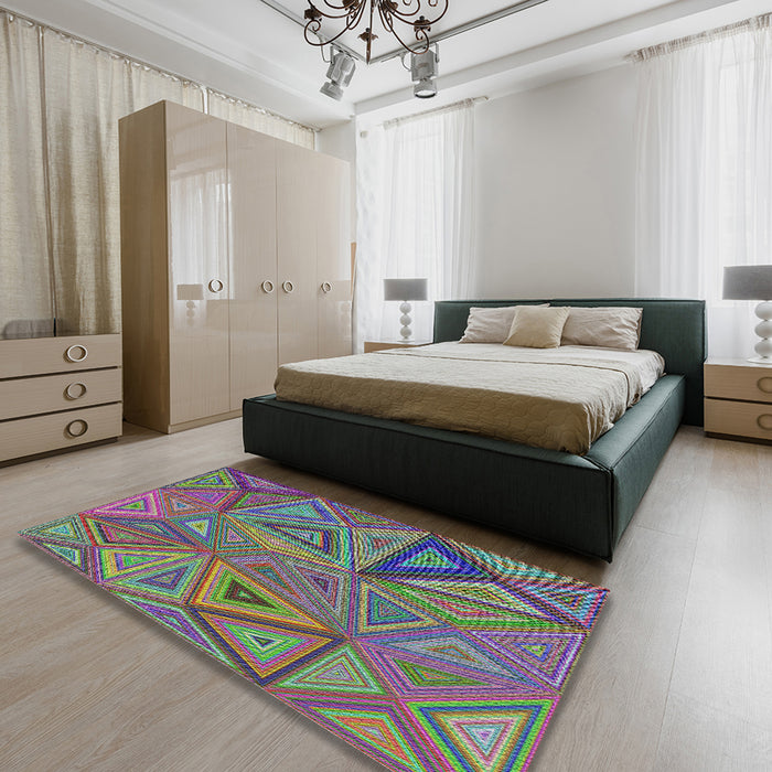 Patterned Purple Modern Rug in a Bedroom, pat832