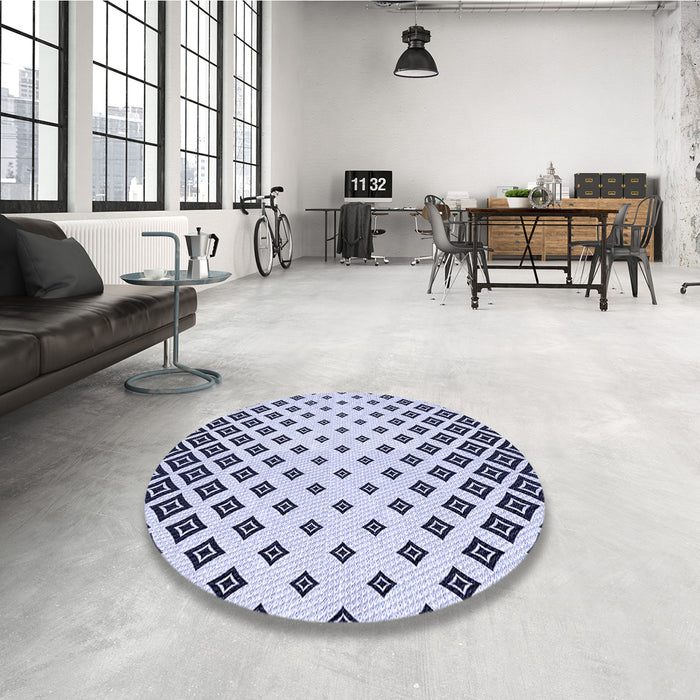 Round Patterned Lavender Blue Rug in a Office, pat833blu