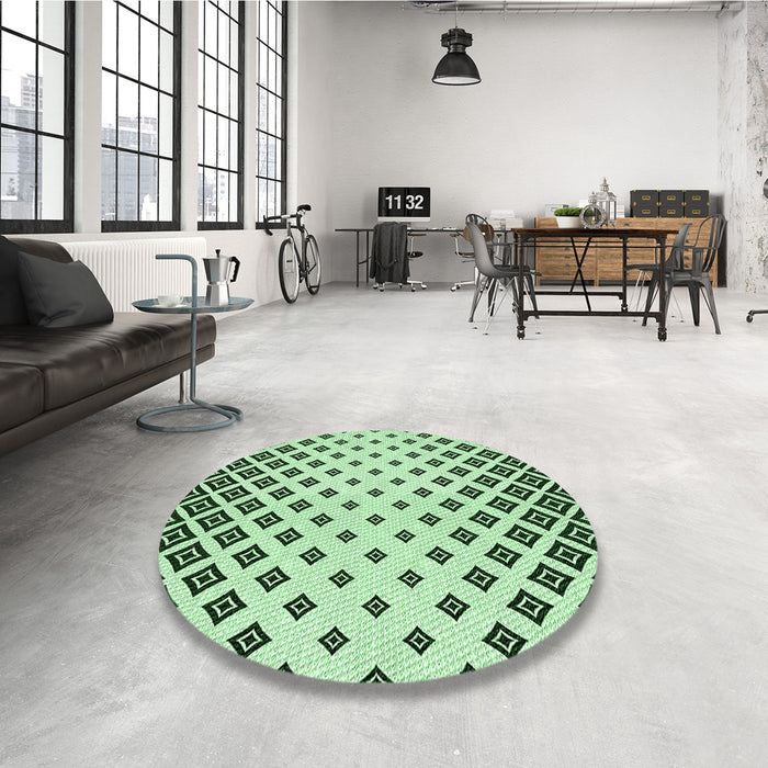 Round Patterned Mint Green Rug in a Office, pat833grn
