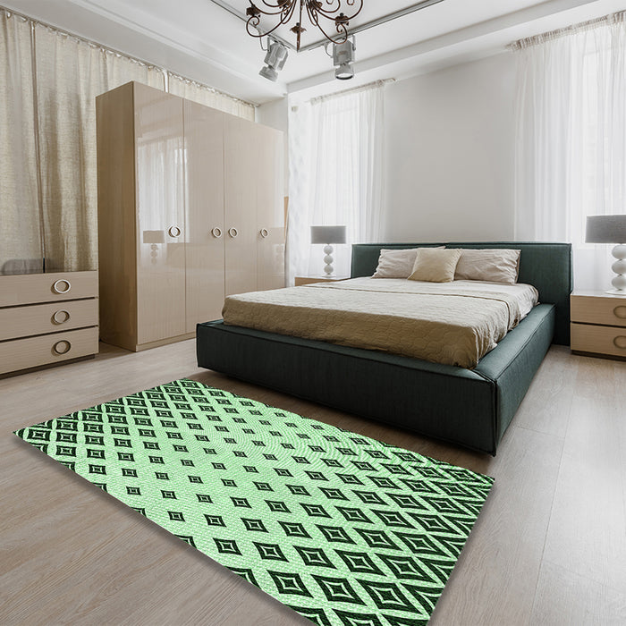 Patterned Mint Green Rug in a Bedroom, pat833grn
