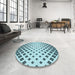 Round Patterned Electric Blue Rug in a Office, pat833lblu