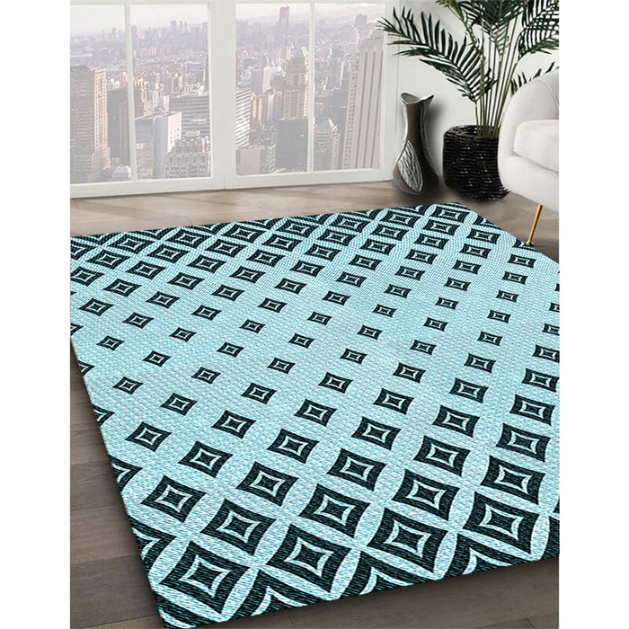 Machine Washable Transitional Electric Blue Rug in a Family Room, wshpat833lblu