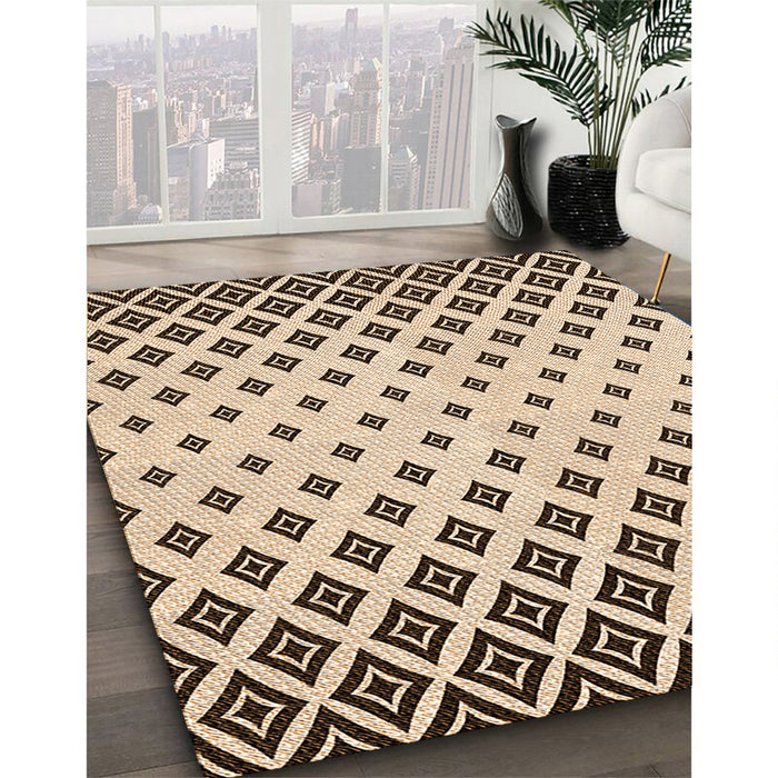 Patterned Saddle Brown Rug in Family Room, pat833org