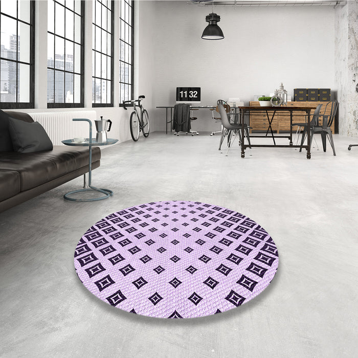Round Patterned Purple Rug in a Office, pat833pur
