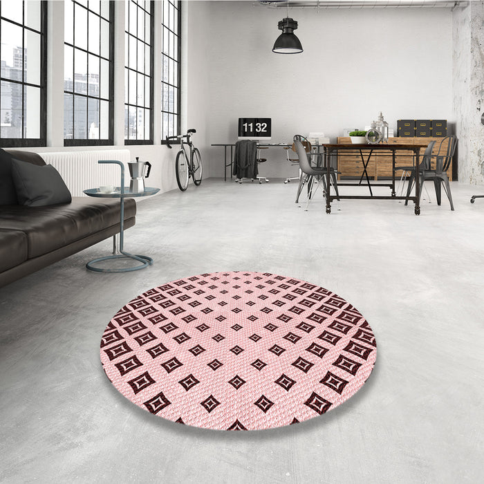 Round Patterned Light Rose Pink Rug in a Office, pat833rd