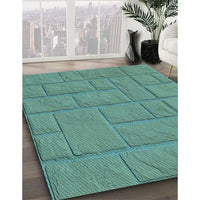 Patterned Dark Mint Green Rug, pat834lblu