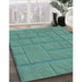 Patterned Dark Mint Green Rug in Family Room, pat834lblu