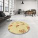 Round Patterned Golden Gold Rug in a Office, pat835brn