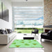 Machine Washable Transitional Green Rug in a Kitchen, wshpat835grn