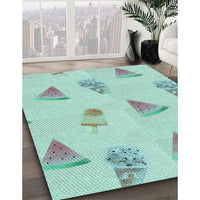 Patterned Light Aquamarine Green Rug, pat835lblu