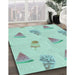 Patterned Light Aquamarine Green Rug in Family Room, pat835lblu