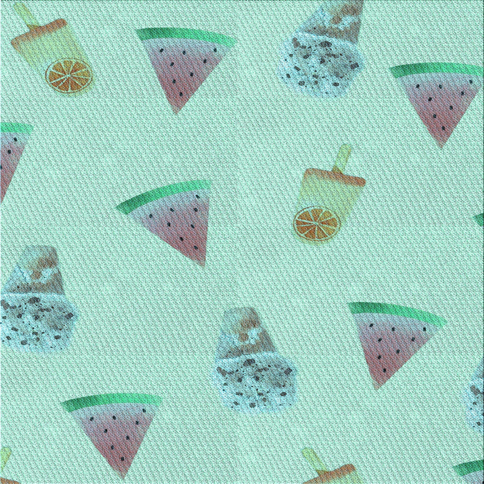 Round Patterned Light Aquamarine Green Rug, pat835lblu