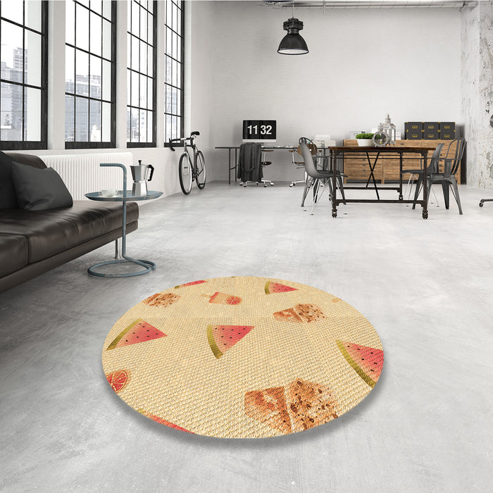 Round Patterned Orange Rug in a Office, pat835org