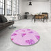 Round Patterned Violet Purple Rug in a Office, pat835pur