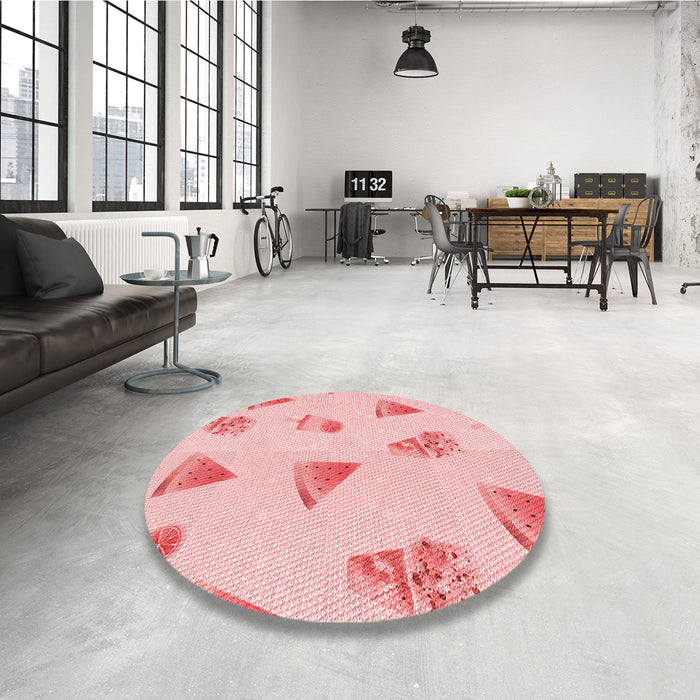 Round Patterned Light Red Pink Rug in a Office, pat835rd
