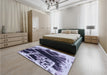 Patterned Blue Rug in a Bedroom, pat836blu