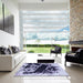 Machine Washable Transitional Blue Rug in a Kitchen, wshpat836blu