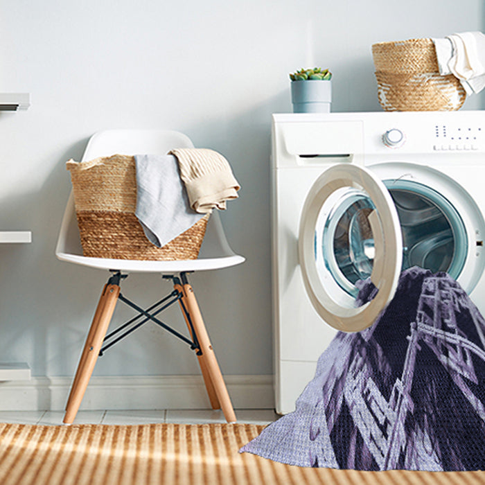 Machine Washable Transitional Blue Rug in a Washing Machine, wshpat836blu