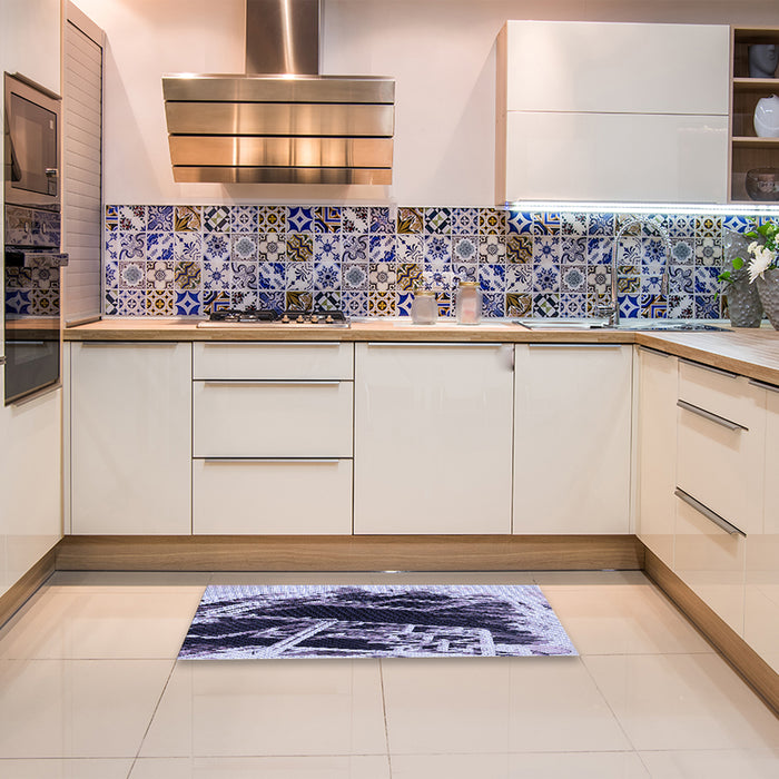 Patterned Blue Rug in a Kitchen, pat836blu