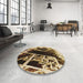 Round Patterned Bakers Brown Rug in a Office, pat836brn