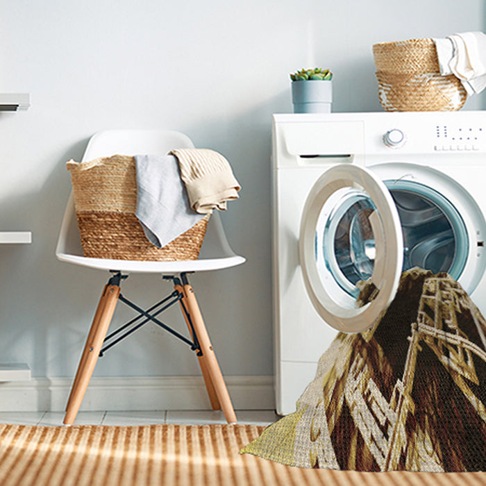 Machine Washable Transitional Bakers Brown Rug in a Washing Machine, wshpat836brn