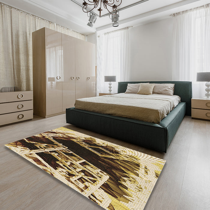 Patterned Bakers Brown Rug in a Bedroom, pat836brn