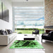 Square Patterned Deep Emerald Green Rug in a Living Room, pat836grn