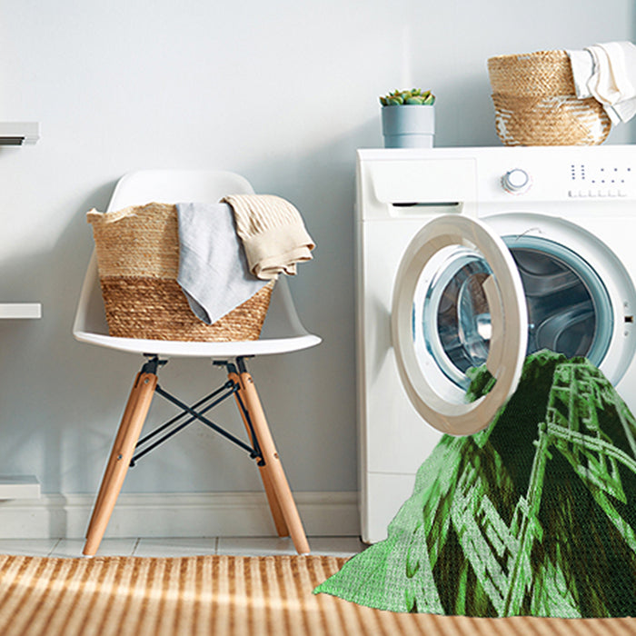 Machine Washable Transitional Deep Emerald Green Rug in a Washing Machine, wshpat836grn