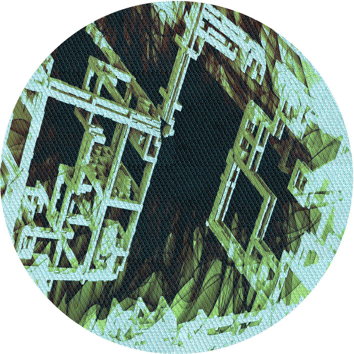 Square Patterned Dark Slate Grey Green Rug, pat836lblu