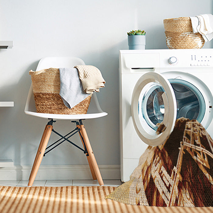 Machine Washable Transitional Yellow Rug in a Washing Machine, wshpat836org