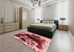 Patterned Cranberry Red Rug in a Bedroom, pat836rd