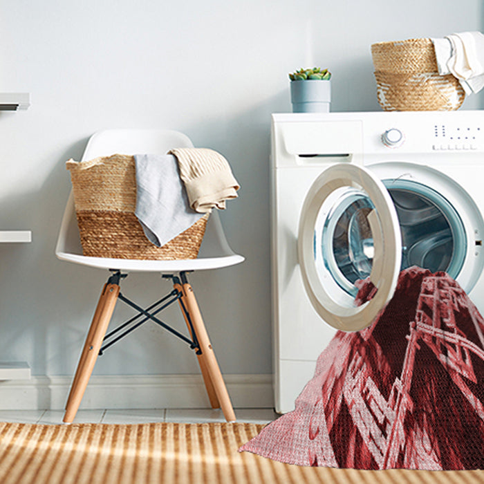 Machine Washable Transitional Cranberry Red Rug in a Washing Machine, wshpat836rd