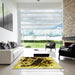 Machine Washable Transitional Bold Yellow Rug in a Kitchen, wshpat836yw