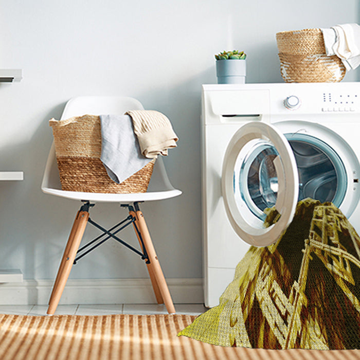 Machine Washable Transitional Bold Yellow Rug in a Washing Machine, wshpat836yw