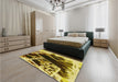 Patterned Bold Yellow Rug in a Bedroom, pat836yw