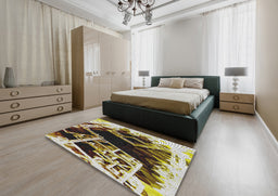 Patterned Brown Novelty Rug in a Bedroom, pat836