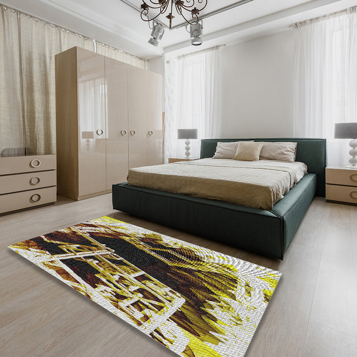 Patterned Brown Novelty Rug in a Bedroom, pat836