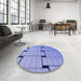 Round Patterned Jeans Blue Rug in a Office, pat837blu