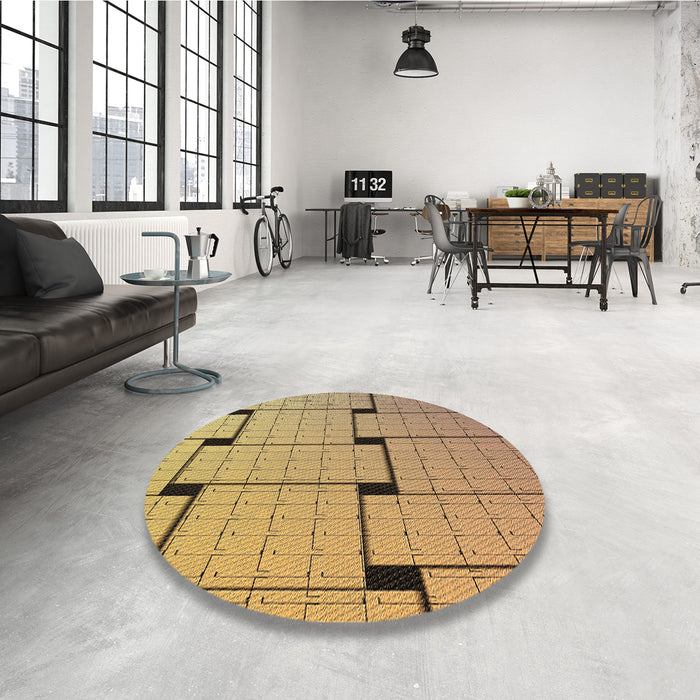 Round Patterned Orange Rug in a Office, pat837brn