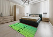 Patterned Neon Green Rug in a Bedroom, pat837grn