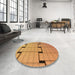 Round Patterned Orange Rug in a Office, pat837org