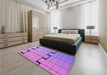 Patterned Bright Lilac Purple Rug in a Bedroom, pat837pur