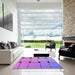 Square Patterned Bright Lilac Purple Rug in a Living Room, pat837pur