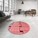 Round Patterned Red Rug in a Office, pat837rd