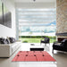 Square Patterned Red Rug in a Living Room, pat837rd