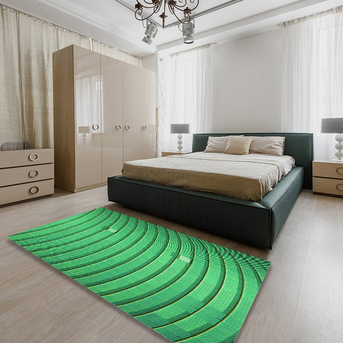 Patterned Neon Green Rug in a Bedroom, pat838grn